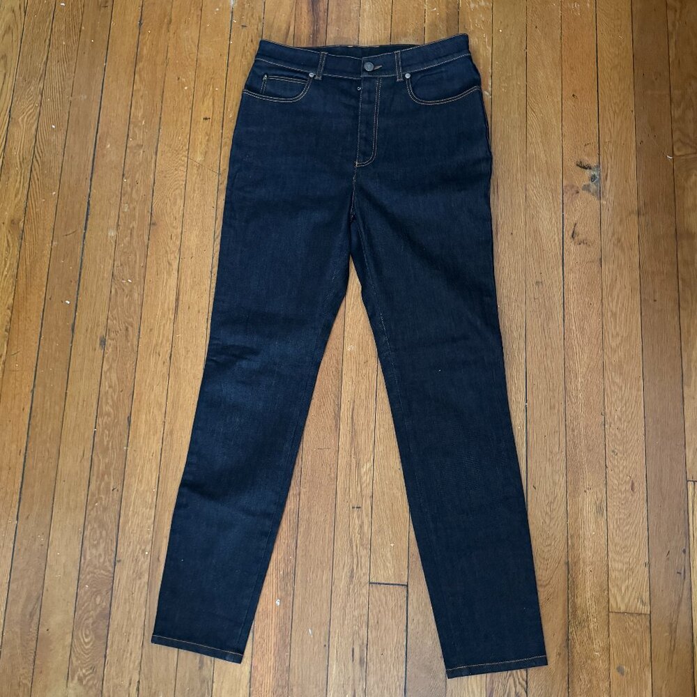 Alexander McQueen High Waisted Designer Denim Jeans Pre-Fall 2015 EU 42 / US 10